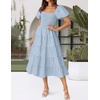 image:imageZESICA Women Summer Puff Sleeve Boho Wedding Guest Midi DressSky Blue