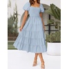 image:imageZESICA Women Summer Puff Sleeve Boho Wedding Guest Midi DressSky Blue