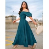 image:imageZESICA Women Summer Puff Sleeve Boho Wedding Guest Midi DressTeal