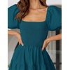 image:imageZESICA Women Summer Puff Sleeve Boho Wedding Guest Midi DressTeal