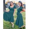 image:imageZESICA Women Summer Puff Sleeve Boho Wedding Guest Midi DressTeal Green