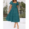 image:imageZESICA Women Summer Puff Sleeve Boho Wedding Guest Midi DressTeal Green
