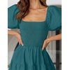 image:imageZESICA Women Summer Puff Sleeve Boho Wedding Guest Midi DressTeal Green
