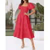 image:imageZESICA Women Summer Puff Sleeve Boho Wedding Guest Midi DressWatermelon