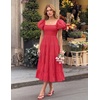 image:imageZESICA Women Summer Puff Sleeve Boho Wedding Guest Midi DressWatermelon