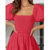 image:imageZESICA Women Summer Puff Sleeve Boho Wedding Guest Midi DressWatermelon