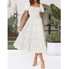 image:imageZESICA Women Summer Puff Sleeve Boho Wedding Guest Midi DressWhite
