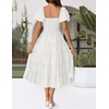 image:imageZESICA Women Summer Puff Sleeve Boho Wedding Guest Midi DressWhite