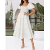 image:imageZESICA Women Summer Puff Sleeve Boho Wedding Guest Midi DressWhite