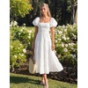 image:imageZESICA Women Summer Puff Sleeve Boho Wedding Guest Midi DressWhite
