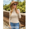 image:imageZESICA Womens 2025 Fall Long Sleeve Turtleneck T Shirt Ribbed Knit Sweater Slim Fit Basic Casual Tee TopsAlmond