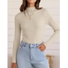 image:imageZESICA Womens 2025 Fall Long Sleeve Turtleneck T Shirt Ribbed Knit Sweater Slim Fit Basic Casual Tee TopsAlmond
