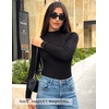 image:imageZESICA Womens 2025 Fall Long Sleeve Turtleneck T Shirt Ribbed Knit Sweater Slim Fit Basic Casual Tee TopsBlack