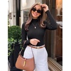 image:imageZESICA Womens 2025 Fall Long Sleeve Turtleneck T Shirt Ribbed Knit Sweater Slim Fit Basic Casual Tee TopsBlack