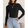 image:imageZESICA Womens 2025 Fall Long Sleeve Turtleneck T Shirt Ribbed Knit Sweater Slim Fit Basic Casual Tee TopsBlack