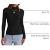 image:imageZESICA Womens 2025 Fall Long Sleeve Turtleneck T Shirt Ribbed Knit Sweater Slim Fit Basic Casual Tee TopsBlack