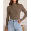 image:imageZESICA Womens 2025 Fall Long Sleeve Turtleneck T Shirt Ribbed Knit Sweater Slim Fit Basic Casual Tee TopsCamel