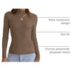 image:imageZESICA Womens 2025 Fall Long Sleeve Turtleneck T Shirt Ribbed Knit Sweater Slim Fit Basic Casual Tee TopsCamel