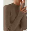 image:imageZESICA Womens 2025 Fall Long Sleeve Turtleneck T Shirt Ribbed Knit Sweater Slim Fit Basic Casual Tee TopsCamel