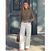 image:imageZESICA Womens 2025 Fall Long Sleeve Turtleneck T Shirt Ribbed Knit Sweater Slim Fit Basic Casual Tee TopsCamel