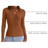 image:imageZESICA Womens 2025 Fall Long Sleeve Turtleneck T Shirt Ribbed Knit Sweater Slim Fit Basic Casual Tee TopsCaramel