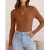 image:imageZESICA Womens 2025 Fall Long Sleeve Turtleneck T Shirt Ribbed Knit Sweater Slim Fit Basic Casual Tee TopsCaramel