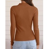 image:imageZESICA Womens 2025 Fall Long Sleeve Turtleneck T Shirt Ribbed Knit Sweater Slim Fit Basic Casual Tee TopsCaramel