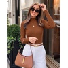 image:imageZESICA Womens 2025 Fall Long Sleeve Turtleneck T Shirt Ribbed Knit Sweater Slim Fit Basic Casual Tee TopsCaramel