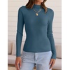 image:imageZESICA Womens 2025 Fall Long Sleeve Turtleneck T Shirt Ribbed Knit Sweater Slim Fit Basic Casual Tee TopsDark Blue