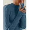 image:imageZESICA Womens 2025 Fall Long Sleeve Turtleneck T Shirt Ribbed Knit Sweater Slim Fit Basic Casual Tee TopsDark Blue
