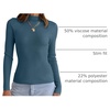 image:imageZESICA Womens 2025 Fall Long Sleeve Turtleneck T Shirt Ribbed Knit Sweater Slim Fit Basic Casual Tee TopsDark Blue