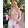 image:imageZESICA Womens 2025 Fall Long Sleeve Turtleneck T Shirt Ribbed Knit Sweater Slim Fit Basic Casual Tee TopsDusty Pink