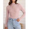 image:imageZESICA Womens 2025 Fall Long Sleeve Turtleneck T Shirt Ribbed Knit Sweater Slim Fit Basic Casual Tee TopsDusty Pink