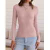 image:imageZESICA Womens 2025 Fall Long Sleeve Turtleneck T Shirt Ribbed Knit Sweater Slim Fit Basic Casual Tee TopsDusty Pink