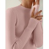 image:imageZESICA Womens 2025 Fall Long Sleeve Turtleneck T Shirt Ribbed Knit Sweater Slim Fit Basic Casual Tee TopsDusty Pink