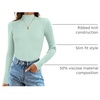 image:imageZESICA Womens 2025 Fall Long Sleeve Turtleneck T Shirt Ribbed Knit Sweater Slim Fit Basic Casual Tee TopsMint