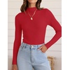 image:imageZESICA Womens 2025 Fall Long Sleeve Turtleneck T Shirt Ribbed Knit Sweater Slim Fit Basic Casual Tee TopsRed