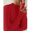 image:imageZESICA Womens 2025 Fall Long Sleeve Turtleneck T Shirt Ribbed Knit Sweater Slim Fit Basic Casual Tee TopsRed
