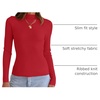 image:imageZESICA Womens 2025 Fall Long Sleeve Turtleneck T Shirt Ribbed Knit Sweater Slim Fit Basic Casual Tee TopsRed