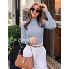 image:imageZESICA Womens 2025 Fall Long Sleeve Turtleneck T Shirt Ribbed Knit Sweater Slim Fit Basic Casual Tee TopsSky