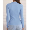image:imageZESICA Womens 2025 Fall Long Sleeve Turtleneck T Shirt Ribbed Knit Sweater Slim Fit Basic Casual Tee TopsSky
