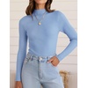 image:imageZESICA Womens 2025 Fall Long Sleeve Turtleneck T Shirt Ribbed Knit Sweater Slim Fit Basic Casual Tee TopsSky