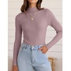 image:imageZESICA Womens 2025 Fall Long Sleeve Turtleneck T Shirt Ribbed Knit Sweater Slim Fit Basic Casual Tee TopsTaro