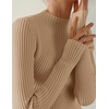 image:imageZESICA Womens 2025 Fall Long Sleeve Turtleneck T Shirt Ribbed Knit Sweater Slim Fit Basic Casual Tee TopsToffee
