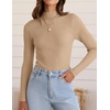 image:imageZESICA Womens 2025 Fall Long Sleeve Turtleneck T Shirt Ribbed Knit Sweater Slim Fit Basic Casual Tee TopsToffee