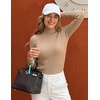 image:imageZESICA Womens 2025 Fall Long Sleeve Turtleneck T Shirt Ribbed Knit Sweater Slim Fit Basic Casual Tee TopsToffee
