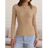 image:imageZESICA Womens 2025 Fall Long Sleeve Turtleneck T Shirt Ribbed Knit Sweater Slim Fit Basic Casual Tee TopsToffee
