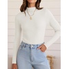 image:imageZESICA Womens 2025 Fall Long Sleeve Turtleneck T Shirt Ribbed Knit Sweater Slim Fit Basic Casual Tee TopsWhite