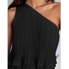 image:imageZESICA Womens 2025 Summer Sleeveless Mini Dress Boho One Shoulder Ruffle Tiered Layered Flowy A Line DressesDarkblack