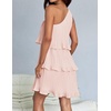 image:imageZESICA Womens 2025 Summer Sleeveless Mini Dress Boho One Shoulder Ruffle Tiered Layered Flowy A Line DressesPink